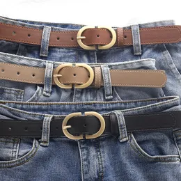 Neck Tie S Belt Trend Gold Oval Buckle Casual mångsidig PU -par med jeans gåva till mor eller flickvän 230721