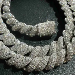 Vvs d White Moissanite Diamond Cuban Link Twisted Chain Necklace Hip Hop Sterling Silver 925 Cuban Link Jewelry