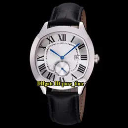 Günstige neue 40 mm Drive De Date WSNM0004 Asian 1731 automatische weiße Herrenuhr Silber Stahlgehäuse Lederarmband hochwertige Herren Wat242z