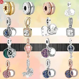 925 Silver Fit Pandora Charm 925 Bracelet Fashion Fashion Pink Hot Air Balloon Shiny Positioning Buckle Zircon Classic Charms Set 925 Beads Charms Fit Pandora Charm