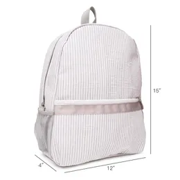 Backpack Seersucker di design-grigio-grigio interi spazi vuoti seersucker in tessuto di cotone chiusura per bambini sacchetto soft book backpack dom02872