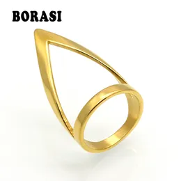 BORASI Color Oro Femminile Anel 32mm Largo Esagerato Grande Anello Anelli di Barretta In Acciaio Inox Per Le Donne Gioielli All'ingrosso anelli