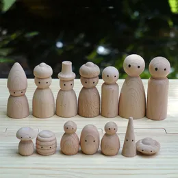 Crafts Dropshipping 50pc Wooden Diy Crafts Unpainted Natural Wood Peg Doll Wooden Blanks for Wood Christmas Decorations