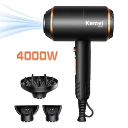 Kemei hårtork Professionell kraftfull blowtryer och kall stark kraft 4000W negativa jonblåsare med diffusor KM-88962377