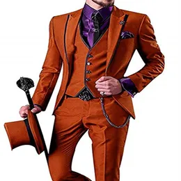 Модная кнопка Orange Groom Tuxedos Peak Lape Men Men Wedding Party Groomsmen 3 штуки костюмы брюки.
