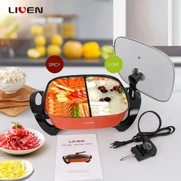 Electric Shabu Shabu Hot Pot With Divider Hot Pot Electric Large Hotpot,Non-Stick Hot Pot With Multi-Power Control, Electric Cooker With Tempered Glass Lid For Party,