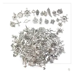 Charms Mixed 200Pcs Accessorio per gioielli Lega Tibetano Sier Animal Gufo Farfalla Accessori per bracciali Vendita all'ingrosso Drop Delivery Dhml8