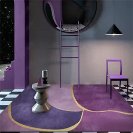 カーペットライトラグジュアリーリビングルームの装飾大きなエリア紫色の幾何学的なラグベッドルームの非滑り床マットマットマットラウンジラグ230721