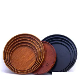 Mats Pads Wooden Coasters Japanese Tray El Bar Restaurant Stray Teapot Round Home Tools Diameter 21Cm Drop Delivery Garden Kitchen Dhyiv