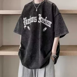 Projektantka odzieży moda hip hop tees rock tshirts krótkie rękawowe koszulki dla mężczyzn w lecie myte i wykonane stare luźne trend dopasowany High Street Casual i wszechstronne nowe
