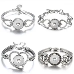 New Fashion argento placcato hollow strass cuori braccialetto a scatto braccialetto 22CM fit 18MM bottone a pressione gioielli whole1323F