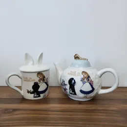 Akcesoria kreskówka Alice in Wonderland Teapot para kubek ceramiczny herbatę kubek zestaw pary kubki kreatywne prezent na świąteczny prezent szybki post