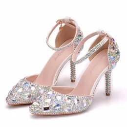 Strass High Heel Hochzeit Schuhe Sapatos Femininos Frauen Party Prom Schuh Valentine Kristall Pumpen Brautjungfer Shoes315b