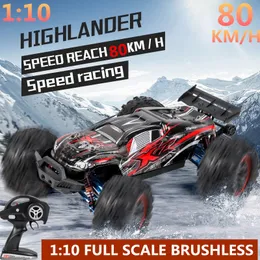 Electric RC Car 1 10 Profesjonalny bezszczotek 4WD RC Racing Drift 80 km H Cały teren off Road 2 3 kg stop ze stopu kierownicy Rama Buggy Model 230721