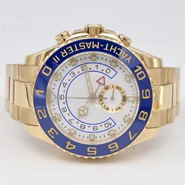 Relógio de alta qualidade ouro amarelo casual cerâmica 44mm mostrador branco masculino 116680 automático mens218e