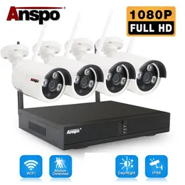 4pcs 4CH Sistema di telecamere di sicurezza wireless Kit telecamera WiFi NVR 1080P Visione notturna IR-Cut CCTV Sistema di sorveglianza domestica Waterproof258v