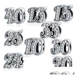 Charms 925 Sterling Sier Pandora Lucky Digital Penden Diwelry Englace Diy аксессуары бусины и точко