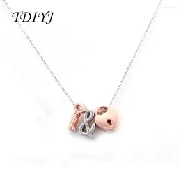 Pendant Necklaces TDIYJ Fashion Keeper Key And Lock Slide Charms Necklace Women Jewelry 18inch Choker 1Set