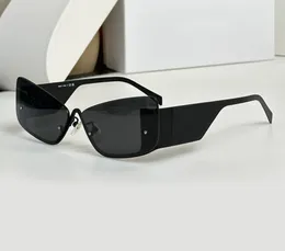 Full Black Shield Sunglasses 58z Rimless Cat Eye Shape Unisex Summer Shades Sunnies UV protection Eyewear with Box