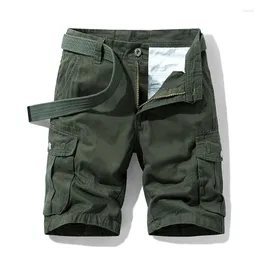 Män shorts sommar bomullsfrakt män 2023 mode khaki casual militär korta byxor lös ficka grn