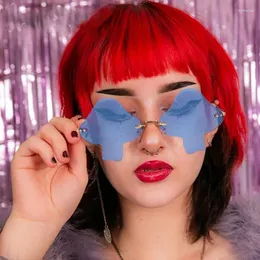 Óculos de sol Mosengkw Fmushroom Frameless Persoanlity Óculos Feminino Vintage Ocean Lend Candy Color Party