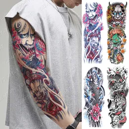 Stor armhylsa tatuering japansk prajna karp drake vattentät tillfällig tato klistermärke gud kroppskonst full falska tatoo kvinnor män