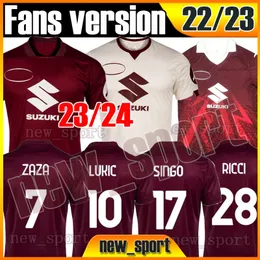 23 24 Torino FC Limited Edition Soccer Jerseys 2023 2024 Special Home Away ZAZA RICCI ZIMA T. SANABRIA LUKIC PELLEGRI SINGO SECK new sport Men S-XXL Football shirts