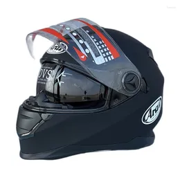 オートバイヘルメットインナーサンバイザー付きマットブラックヘルメットデュアルダブルレンズレーシングモトクロスフルフェイス通気性