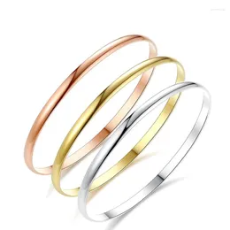 Braccialetto Braccialetti semplici in acciaio inossidabile per donne Ragazze Adolescenti Donna Placcato oro Rotondo Minimalista Gioielli Regalo di amicizia