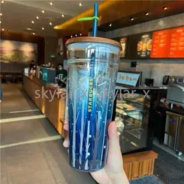 2021 Limited Edition Starbucks Mugs Wooden Lid Starry Sky Firefly Glass Straw Cup Large Capacity255E