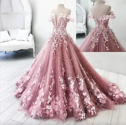 Kwiaty aplikacje motylowe suknia balowa maskarada quinceanera sukienki z ramionami bez pleców długość podłogi słodkie suknie konkursowe S