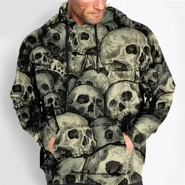 Felpa con cappuccio maschile Spazzatura vintage Skull Stampa manica lunga invernale a sfiorone oversize casual di strada con cappuccio horror