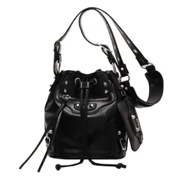 Futuristic Fashion Statement: Women's Crossbody Bag With Motorcycle Rivet Style, Drawstring Bucket Bag - A Trendsetter's Must-Have Accessory, 2024 New Arrival