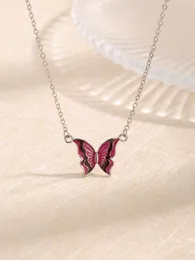 2023 New Literary Style S925 Sterling Silver Dropped Butterfly Necklace Fashion Light Luxury High Grade Necklace Female