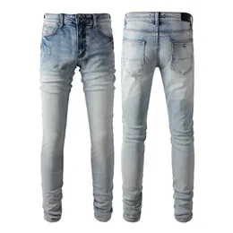 Herren-Jeans, Designer-Jeans, Luxus-Jeans mit Rissen, Miri-Jeans, Knie-Röhrenjeans, gerades Motorrad, trendiges langes gerades Loch, High-Street-Denim, Größe 28–40