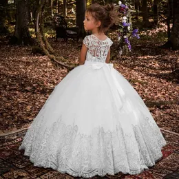 Lovey Holy Lace Princess Flower Girl Dresses Ball Gown First Communion Dresses For Girls Sleeveless Tulle Toddler Pageant Dresses2710