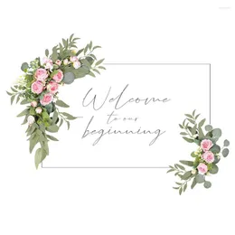 Dekorativa blommor Elegant bröllopstecken Artificial Flower Swag för trädgårdsfest mottagning Entré välkommen blommig dekor