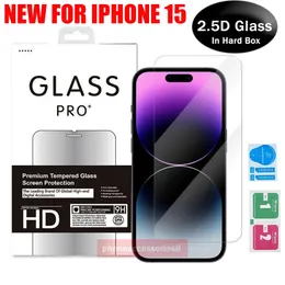 2.5d Clear Tempered Glass Phone Screen Protector för iPhone 15 14 13 12 11 Pro Max XR XS X XS Samsung A14 A24 A34 A54 A23 A33 A53 A73 I Hard Retail Box