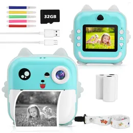 Câmeras digitais CNCBSR Câmera de impressão instantânea infantil 1080P HD Selfie Vídeo 32GB Criança Para 3-14 Anos Crianças Brinquedo Meninas Meninos Presente de Aniversário