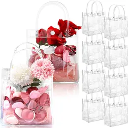 Present Wrap Clear Tote Bag PVC Transparanta väskor Candy Plastic With Handtags jul Thanksgiving Box Cosmetic