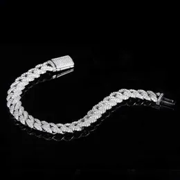 9mm Width Cuban Bracelet Hip Hop Design Fashion Jewelry 925 Sterling Silver Vvs Moissanite Diamond Cuban Chain Bracelet