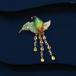 Brosches shmik mode kreativa kvinnor eanmel fågel tofs crystal pins utsökta delikat damkläder päls märken corsage gåva