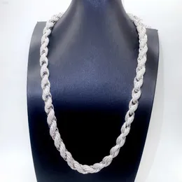 Shinning Jewelry Vvs Moissanit Diamant 7 mm breite Seilkette Iced Out Halskette Herren 925 Sterling Silber Halskette Hip Hop Halskette