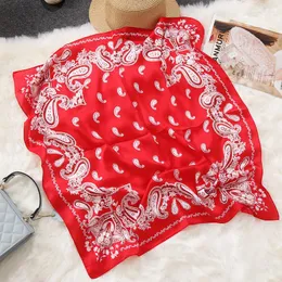 Scarves YOUHAN 2023 Fashion Women Silk Scarf Flower Animal Print Square Spring Summer Lady Scraves 5 Colors Head 70 70cm