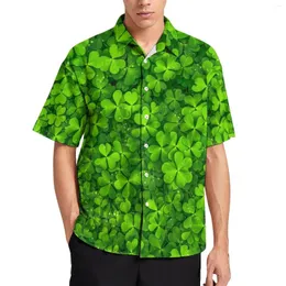 メンズカジュアルシャツセントパトリックデイビーチシャツメンメンズシャムロックのフィールドハワイアン半袖グラフィック特大のブラウスバースデーギフト