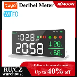 Noise Meters Tuya Wifi Digital Decibel Sound Meter Temperature Humidity Decibel Test Alarm Clock LED Color Display APP Control 230721