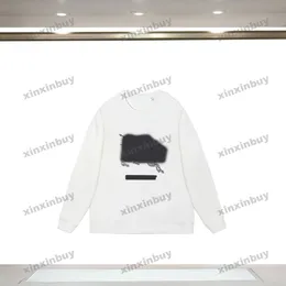 xinxinbuy Männer Frauen Designer Sweatshirt Hoodie Pferd Buchstaben Stickerei Pullover blau schwarz weiß XS-L