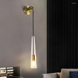 Lâmpada de parede Nordic Led Vidro Abajur Linha Longa Iluminação de Cabeceira Interior Dourado Moderno Fixação Espelho Corredor Escada Decoração Luz