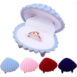 Smyckespåsar Creative Ring Box Romantic Elegant Sea Shell Form Case Earring Storage Display Drop