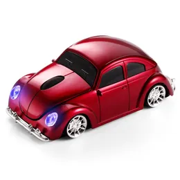 Vierfarbige kabellose Maus im Oldtimer-Stil, Gelb, Blau, Rot, 2 4G-Auto-Mäuse, 1200 DPI, Leisure230n